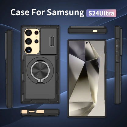 2-in-1 Magnetic Sliding Lens Case, Black for Samsung S24Ultra V1293-MCH-24U