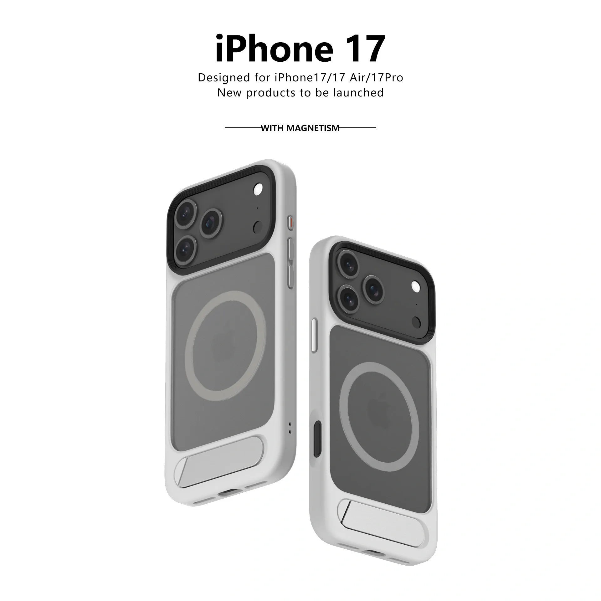 MagSafe Case for iPhone 17 - Grey Matte Shockproof Cover with Hidden Kickstand V1293-MCH-5-28-10