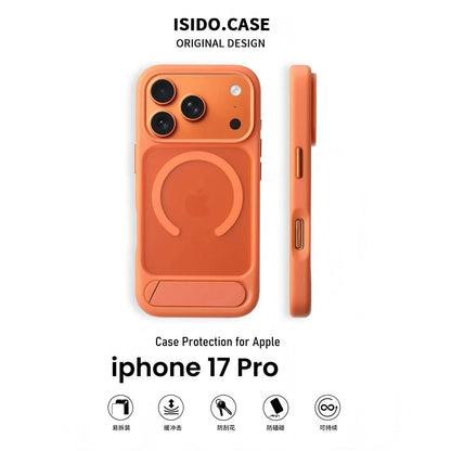 MagSafe Case for iPhone 17 PRO - Orange Matte Shockproof Cover with Hidden Kickstand V1293-MCH-5-28-13
