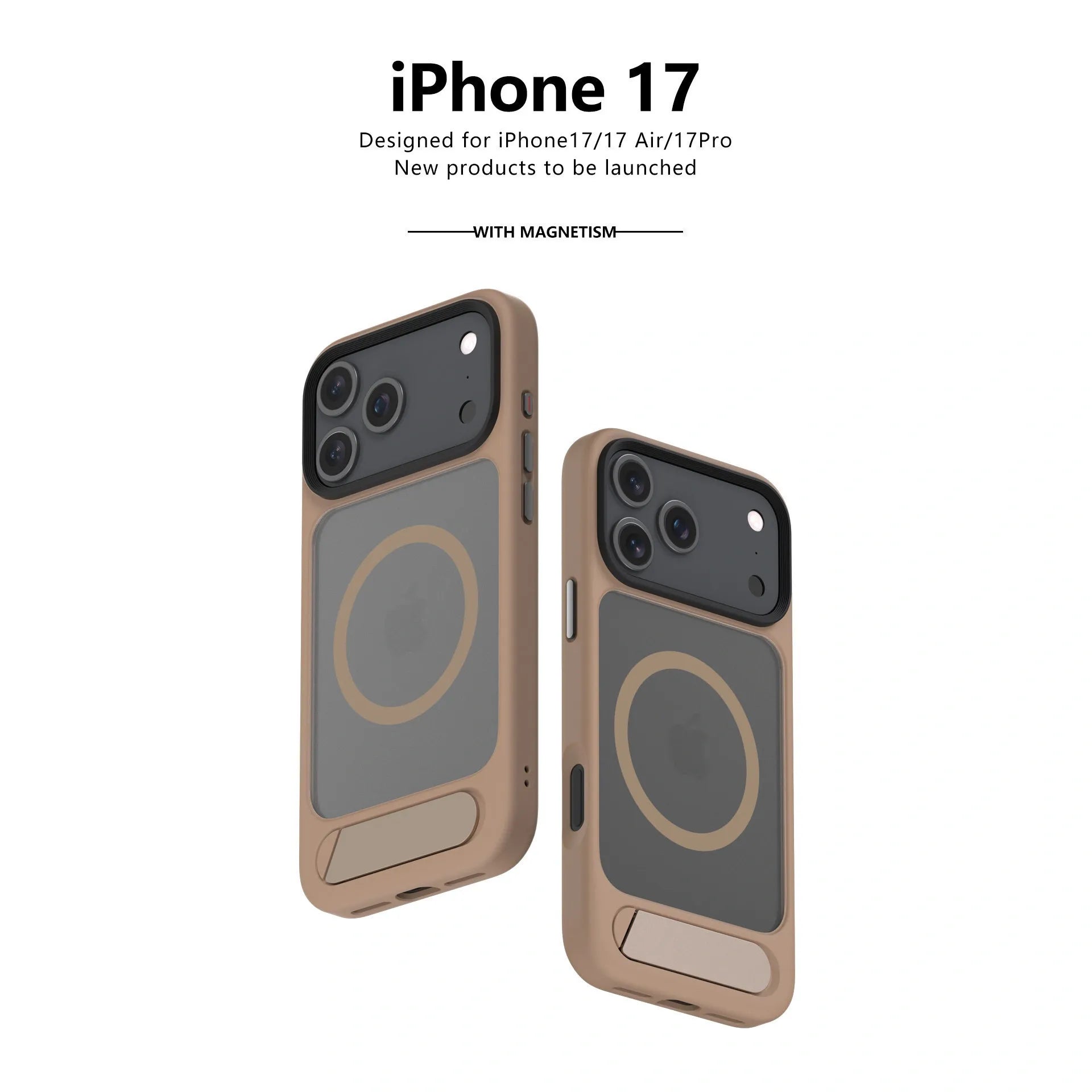 MagSafe Case for iPhone 17 Pro - Brown Matte Shockproof Cover with Hidden Kickstand V1293-MCH-5-28-18