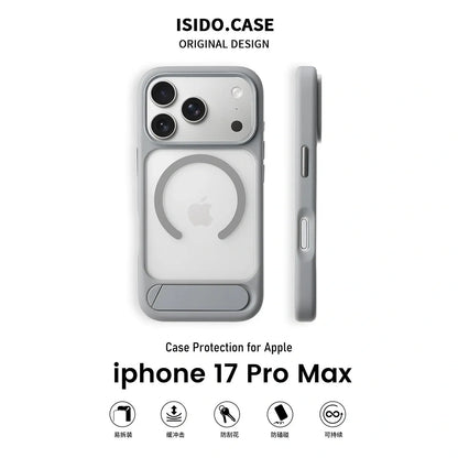 MagSafe Case for iPhone 17 Pro Max - Grey Matte Shockproof Cover with Hidden Kickstand V1293-MCH-5-28-3
