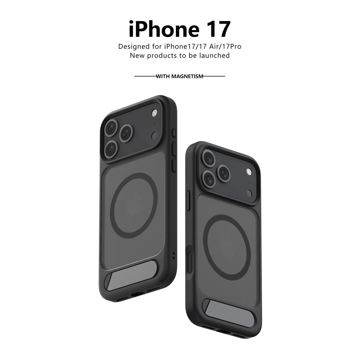 MagSafe Case for iPhone 17 - Black Matte Shockproof Cover with Hidden Kickstand V1293-MCH-5-28-8