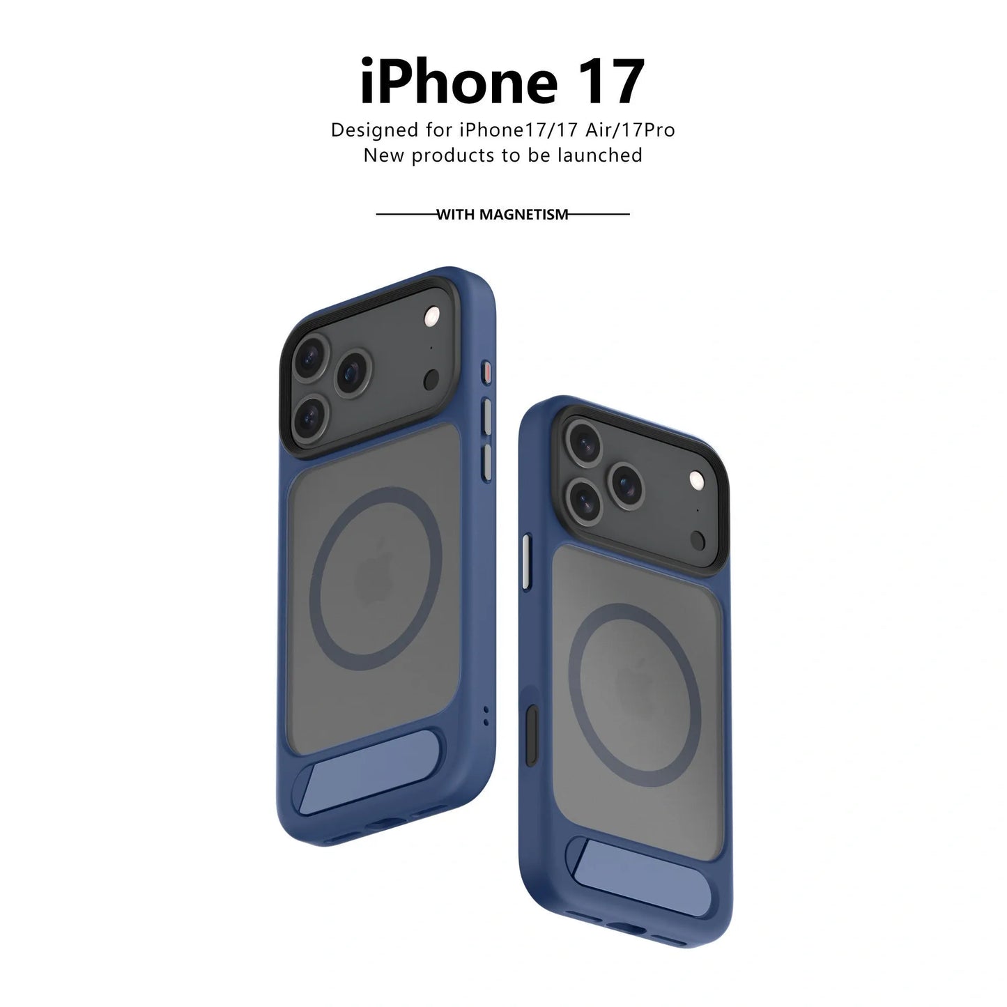 MagSafe Case for iPhone 17 - Blue Matte Shockproof Cover with Hidden Kickstand V1293-MCH-5-28-9