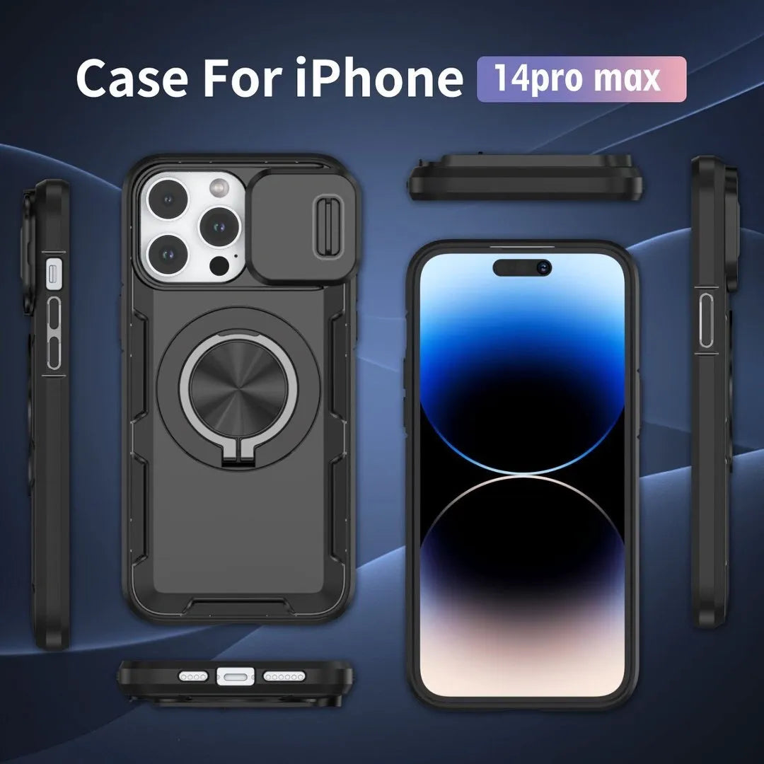 2-in-1 Magnetic Sliding Lens Case, Black for iPhone 14 Pro Max V1293-MCH14PM