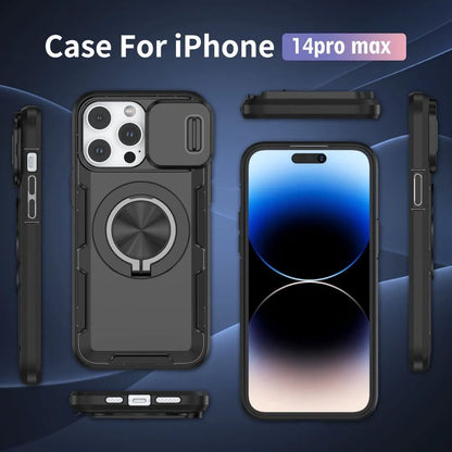 2-in-1 Magnetic Sliding Lens Case, Black for iPhone 14 Pro Max V1293-MCH14PM