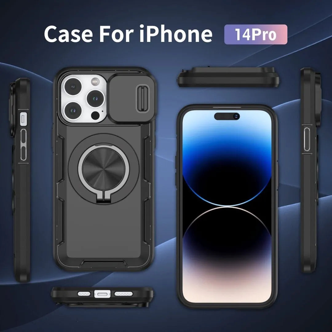 2-in-1 Magnetic Sliding Lens Case, Black for iPhone 14 Pro V1293-MCH14PRO