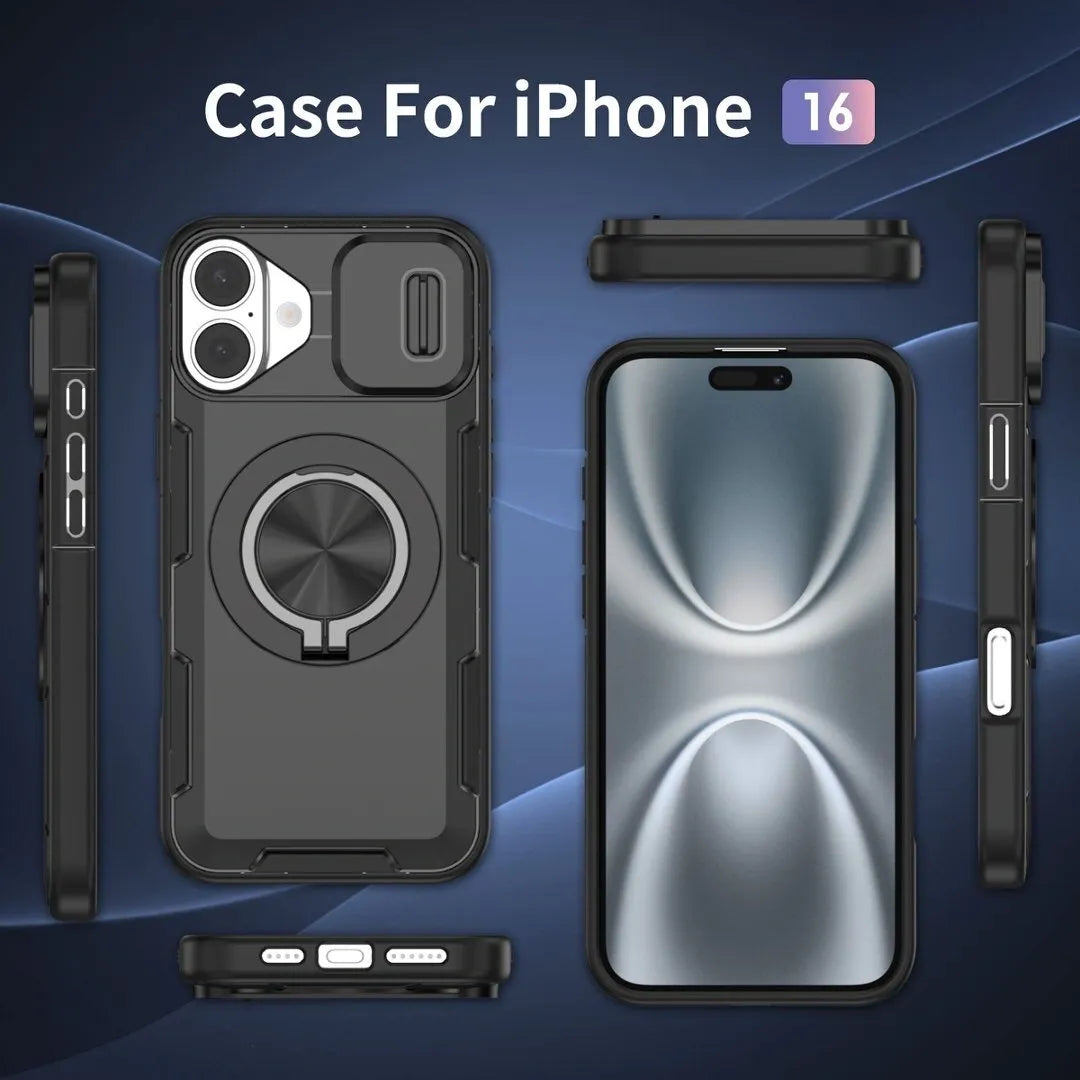 2-in-1 Magnetic Sliding Lens Case, Black for iPhone 16 V1293-MCH16
