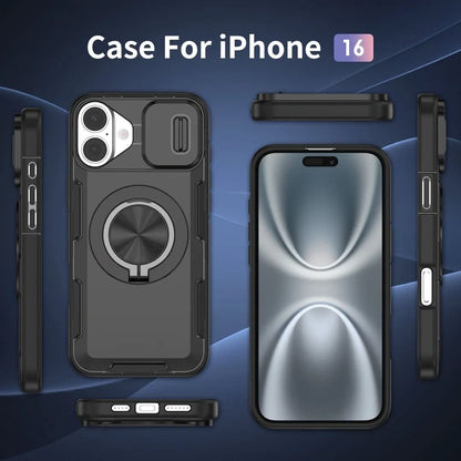 2-in-1 Magnetic Sliding Lens Case, Black for iPhone 16 V1293-MCH16