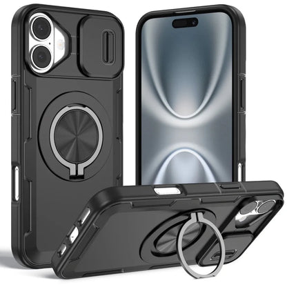 2-in-1 Magnetic Sliding Lens Case, Black for iPhone 16 Plus V1293-MCH16PLUS