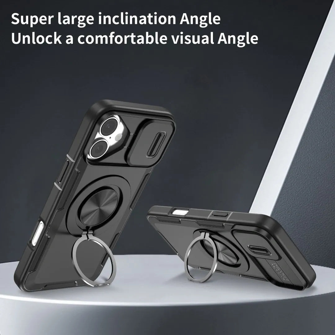 2-in-1 Magnetic Sliding Lens Case, Black for iPhone 16 Plus V1293-MCH16PLUS