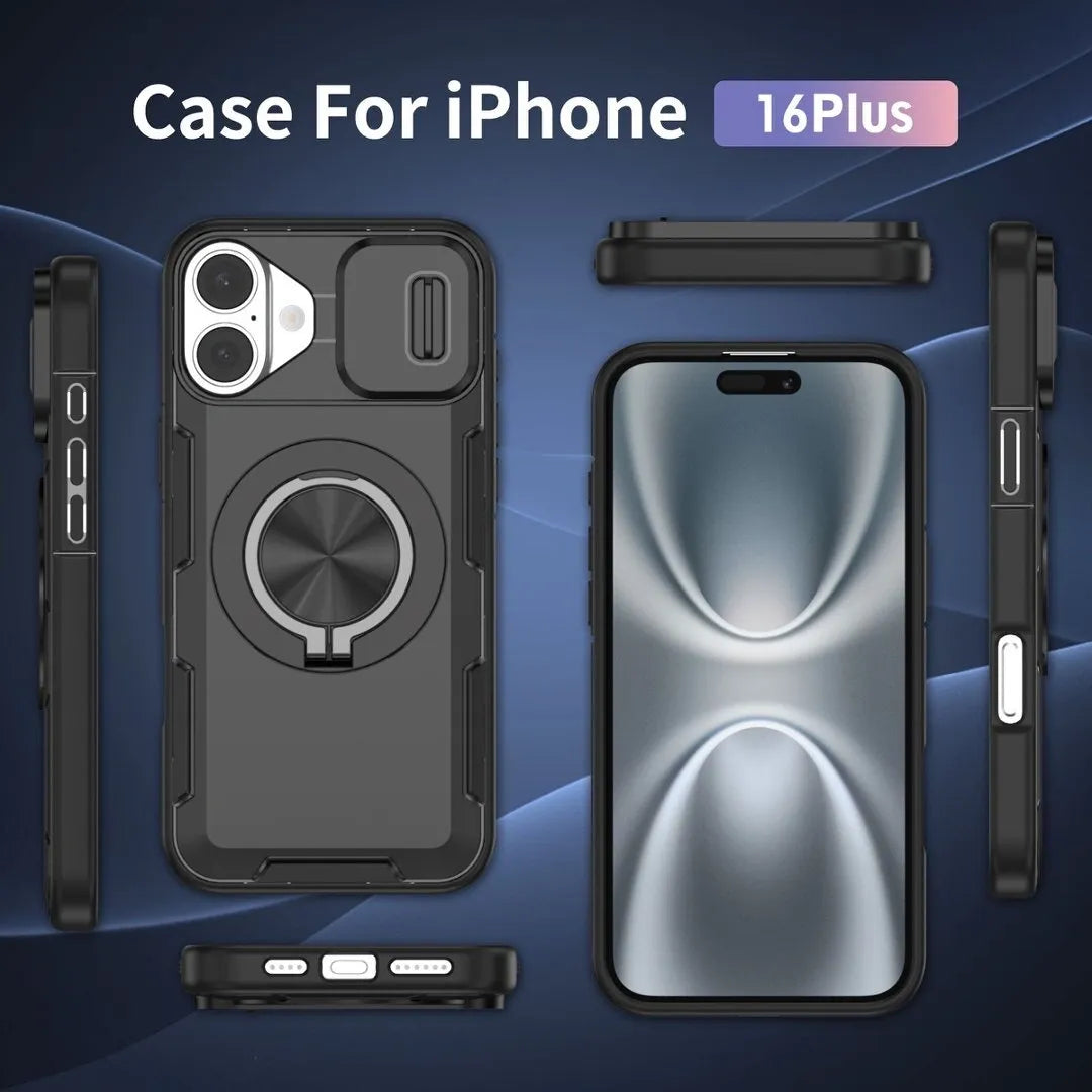 2-in-1 Magnetic Sliding Lens Case, Black for iPhone 16 Plus V1293-MCH16PLUS