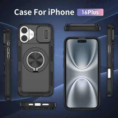 2-in-1 Magnetic Sliding Lens Case, Black for iPhone 16 Plus V1293-MCH16PLUS