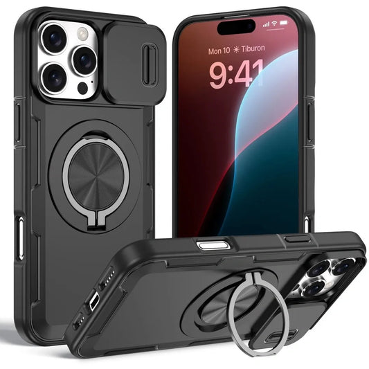 2-in-1 Magnetic Sliding Lens Case, Black for iPhone 16 Pro Max V1293-MCH16PM