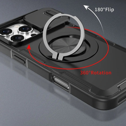 2-in-1 Magnetic Sliding Lens Case, Black for iPhone 16 Pro Max V1293-MCH16PM