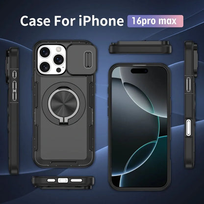 2-in-1 Magnetic Sliding Lens Case, Black for iPhone 16 Pro Max V1293-MCH16PM