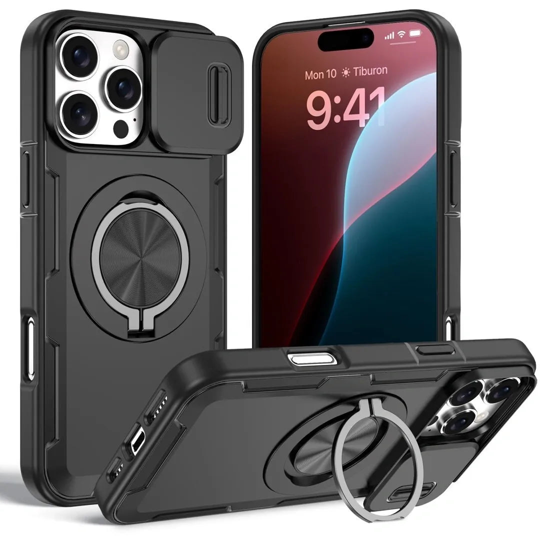 2-in-1 Magnetic Sliding Lens Case, Black for iPhone 16 Pro V1293-MCH16PRO