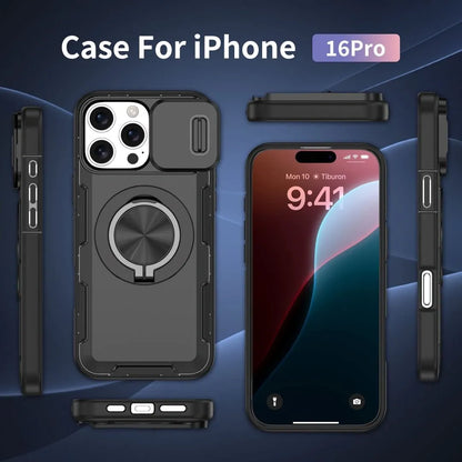 2-in-1 Magnetic Sliding Lens Case, Black for iPhone 16 Pro V1293-MCH16PRO