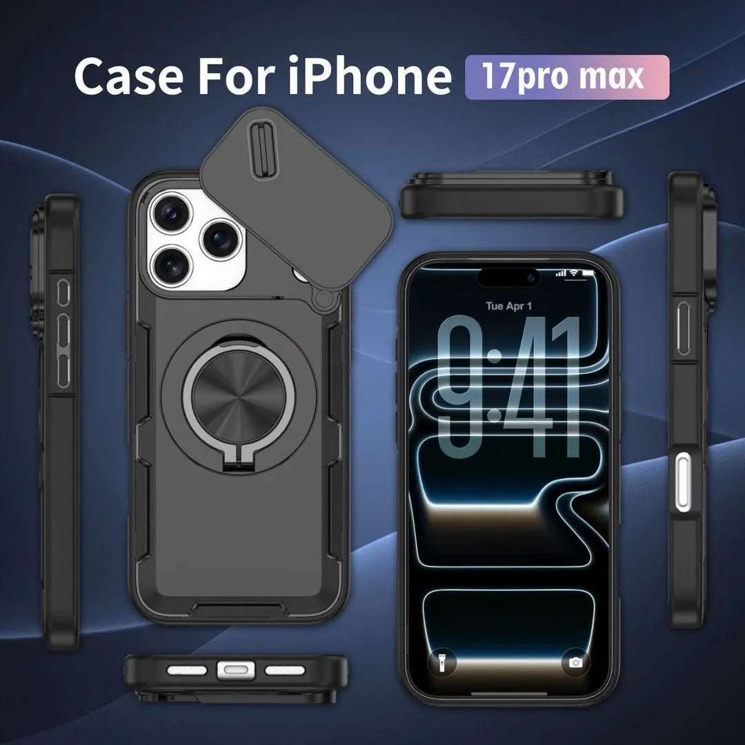 2-in-1 Magnetic Sliding Lens Case, Black for iPhone 17 Pro Max V1293-MCH17PM