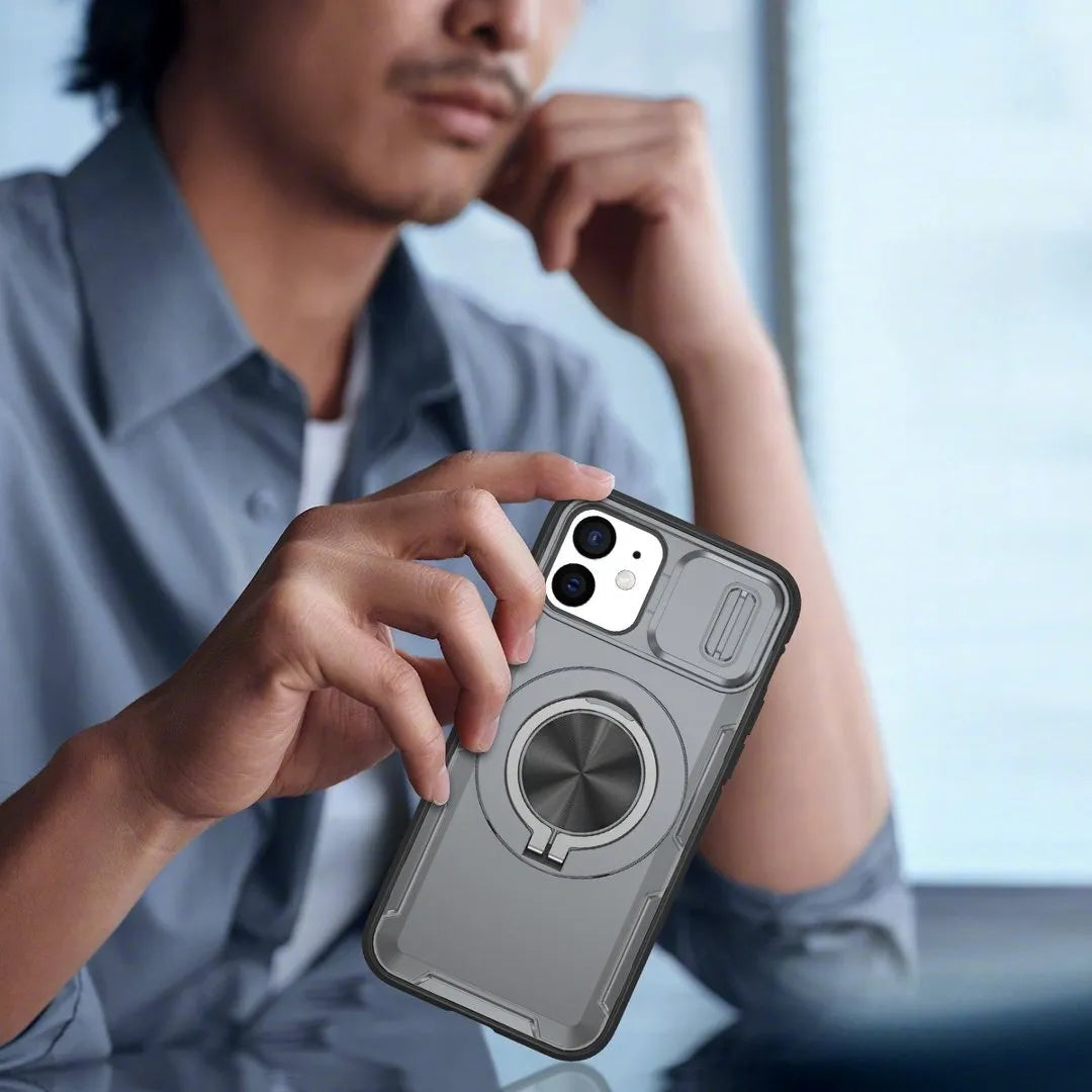 2-in-1 Magnetic Sliding Lens Case, Grey for iPhone 12 V1293-MCH421-12