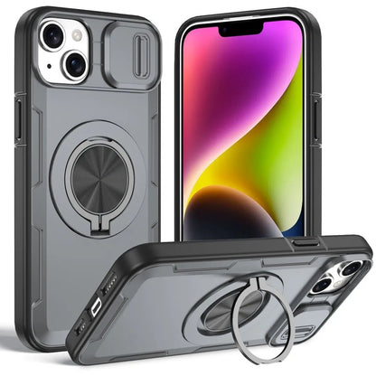 2-in-1 Magnetic Sliding Lens Case, Grey for iPhone 14 V1293-MCH421-14