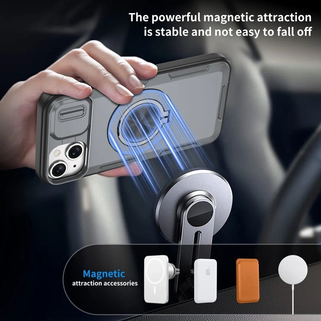 2-in-1 Magnetic Sliding Lens Case, Grey for iPhone 14 Plus V1293-MCH421-14PLUS