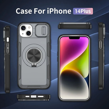 2-in-1 Magnetic Sliding Lens Case, Grey for iPhone 14 Plus V1293-MCH421-14PLUS