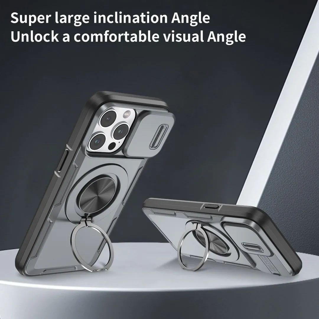 2-in-1 Magnetic Sliding Lens Case, Grey for iPhone 14 Pro Max V1293-MCH421-14PM