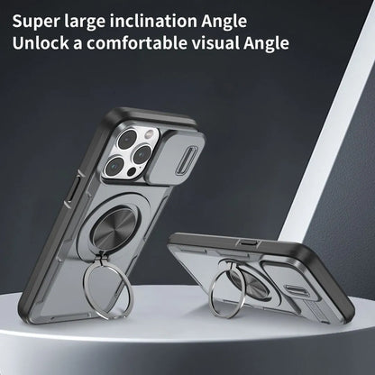 2-in-1 Magnetic Sliding Lens Case, Grey for iPhone 14 Pro Max V1293-MCH421-14PM