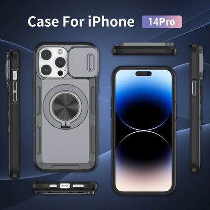 2-in-1 Magnetic Sliding Lens Case, Grey for iPhone 14 Pro V1293-MCH421-14PRO