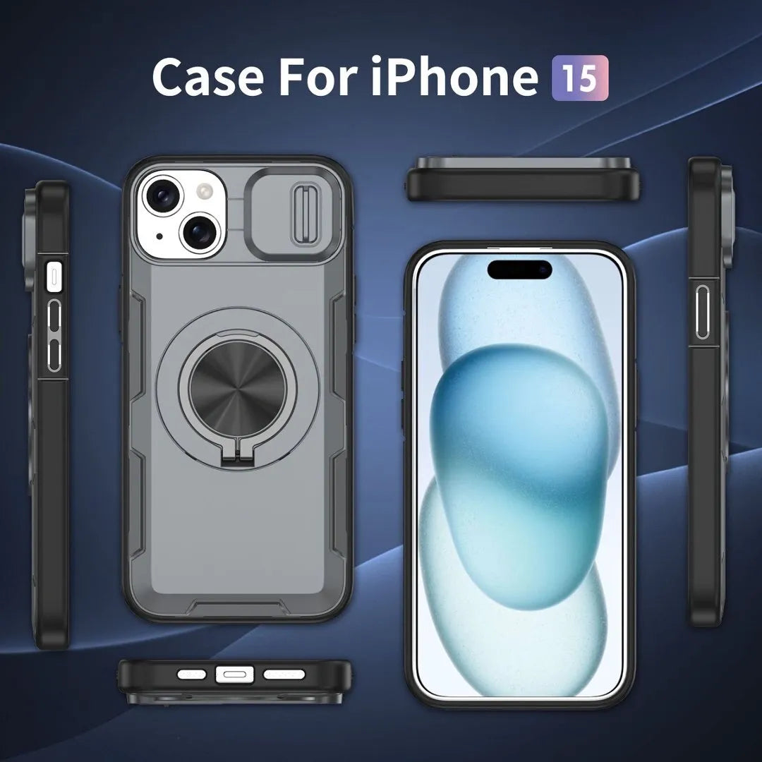 2-in-1 Magnetic Sliding Lens Case, Grey for iPhone 15 V1293-MCH421-15