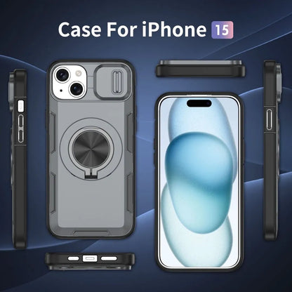 2-in-1 Magnetic Sliding Lens Case, Grey for iPhone 15 V1293-MCH421-15