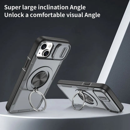 2-in-1 Magnetic Sliding Lens Case, Grey for iPhone 15 Plus V1293-MCH421-15PLUS