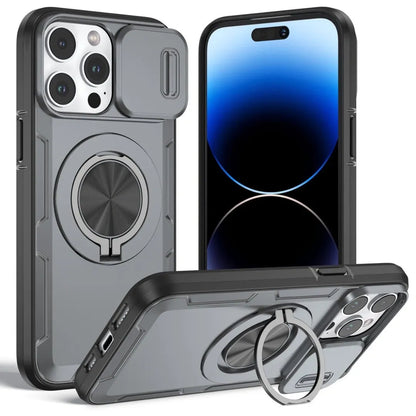 2-in-1 Magnetic Sliding Lens Case, Grey for iPhone 15 Pro V1293-MCH421-15PRO