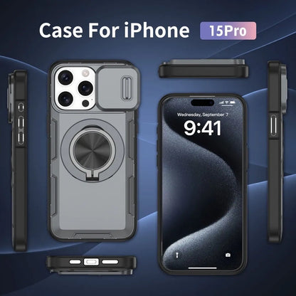 2-in-1 Magnetic Sliding Lens Case, Grey for iPhone 15 Pro V1293-MCH421-15PRO