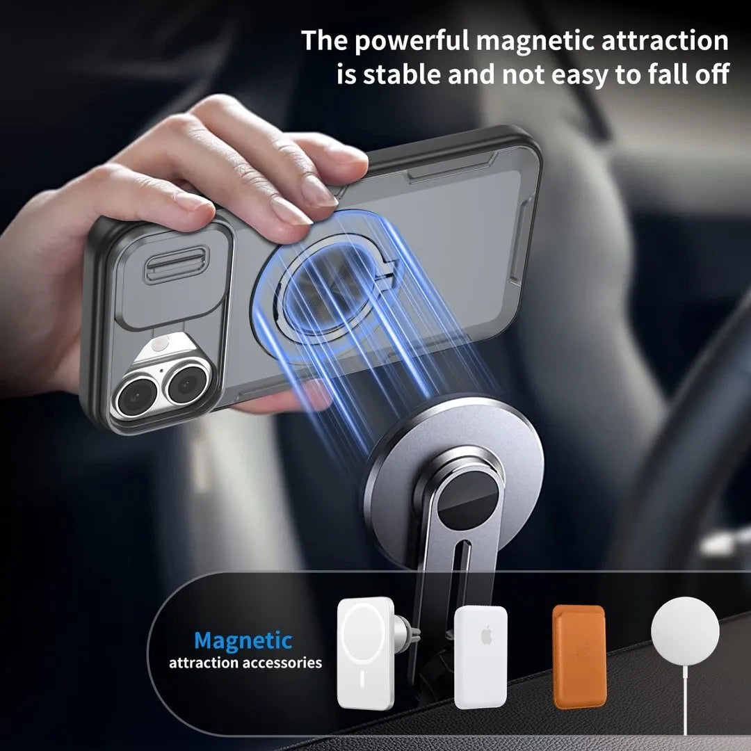 2-in-1 Magnetic Sliding Lens Case, Grey for iPhone 16 Plus V1293-MCH421-16PLUS