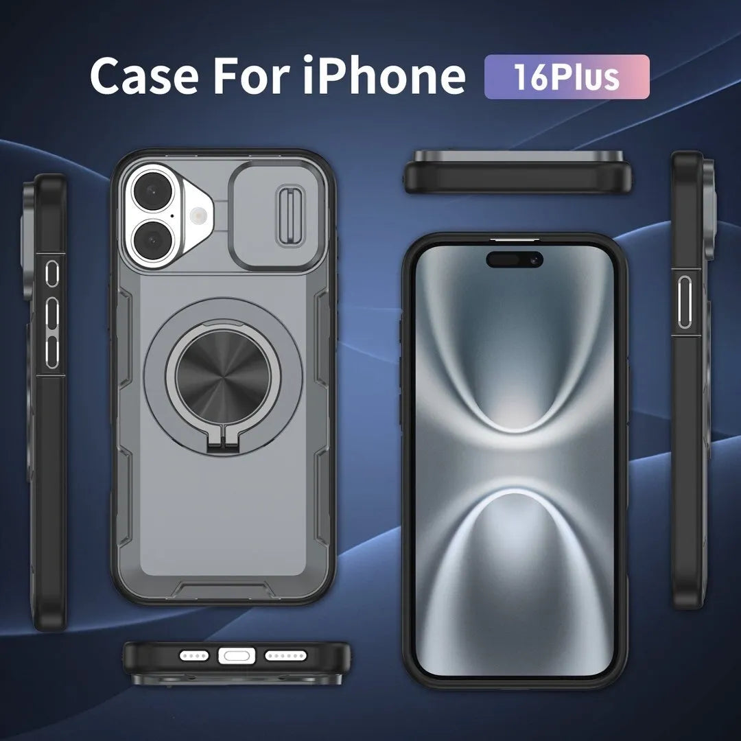 2-in-1 Magnetic Sliding Lens Case, Grey for iPhone 16 Plus V1293-MCH421-16PLUS