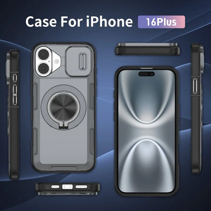2-in-1 Magnetic Sliding Lens Case, Grey for iPhone 16 Plus V1293-MCH421-16PLUS