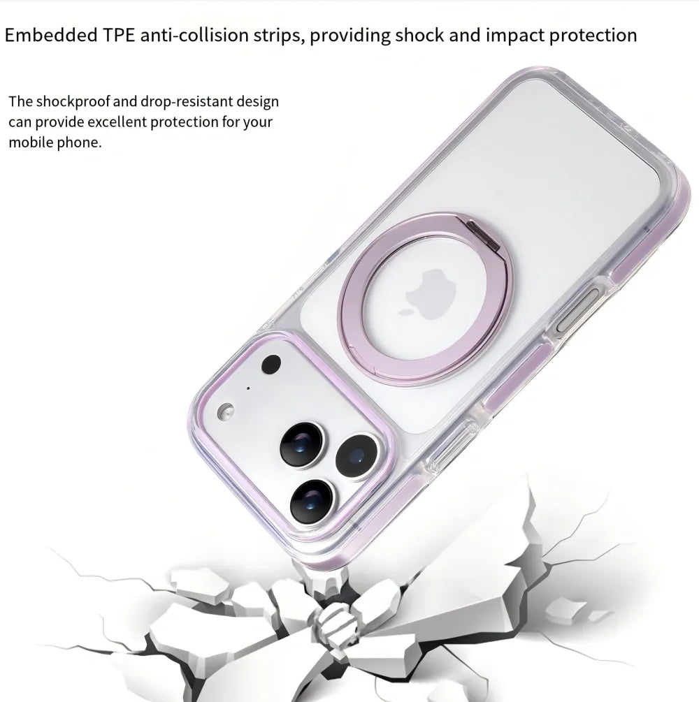 Clear MagSafe iPhone 17 Pro Max Case with 360 degrees Rotating Ring Stand - Purple Edition V1293-MCH5151