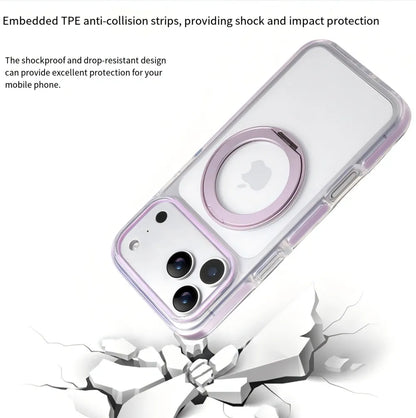 Clear MagSafe iPhone 17 Pro Max Case with 360 degrees Rotating Ring Stand - Purple Edition V1293-MCH5151