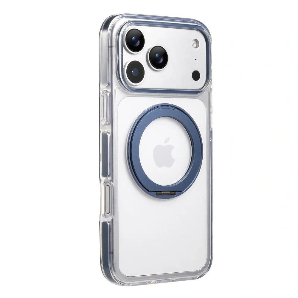Clear MagSafe iPhone 17 Pro Max Case with 360 degrees Rotating Ring Stand - Blue Edition V1293-MCH51510