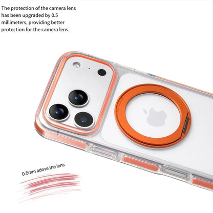 Clear MagSafe iPhone 17 Pro Case with 360 degrees Rotating Ring Stand - Orange Edition V1293-MCH51512