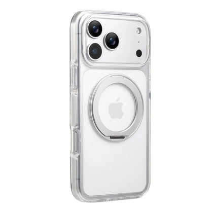 Clear MagSafe iPhone 17 Pro Max Case with 360 degrees Rotating Ring Stand - Silver Edition V1293-MCH51513