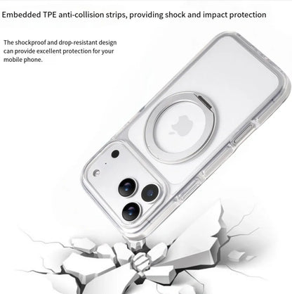 Clear MagSafe iPhone 17 Pro Max Case with 360 degrees Rotating Ring Stand - Silver Edition V1293-MCH51513