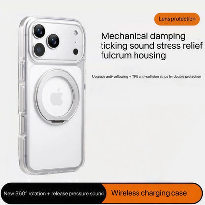 Clear MagSafe iPhone 17 Pro Max Case with 360 degrees Rotating Ring Stand - Silver Edition V1293-MCH51513