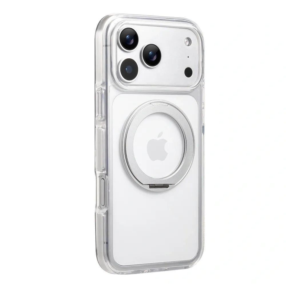 Clear MagSafe iPhone 17 Pro Case with 360 degrees Rotating Ring Stand - Silver Edition V1293-MCH51514