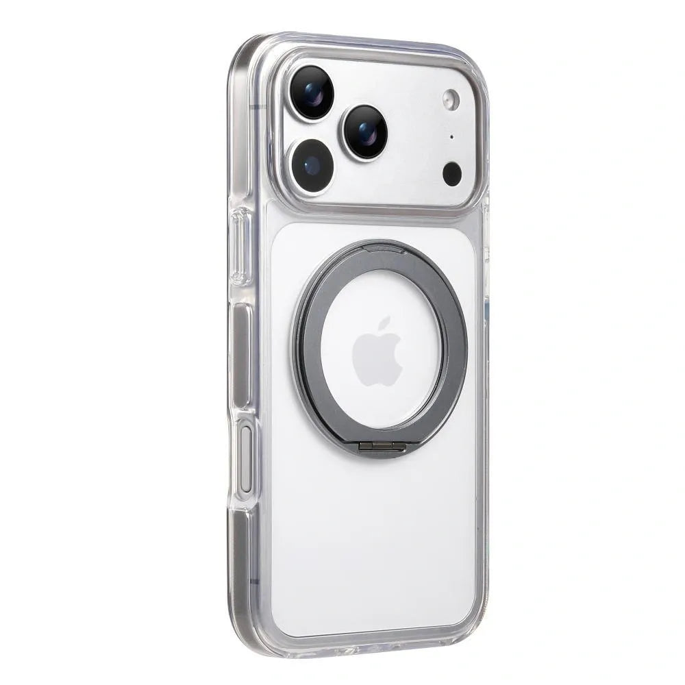 Clear MagSafe iPhone 17 Pro Case with 360 degrees Rotating Ring Stand - Grey Edition V1293-MCH51515