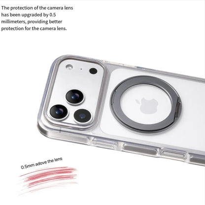 Clear MagSafe iPhone 17 Pro Case with 360 degrees Rotating Ring Stand - Grey Edition V1293-MCH51515