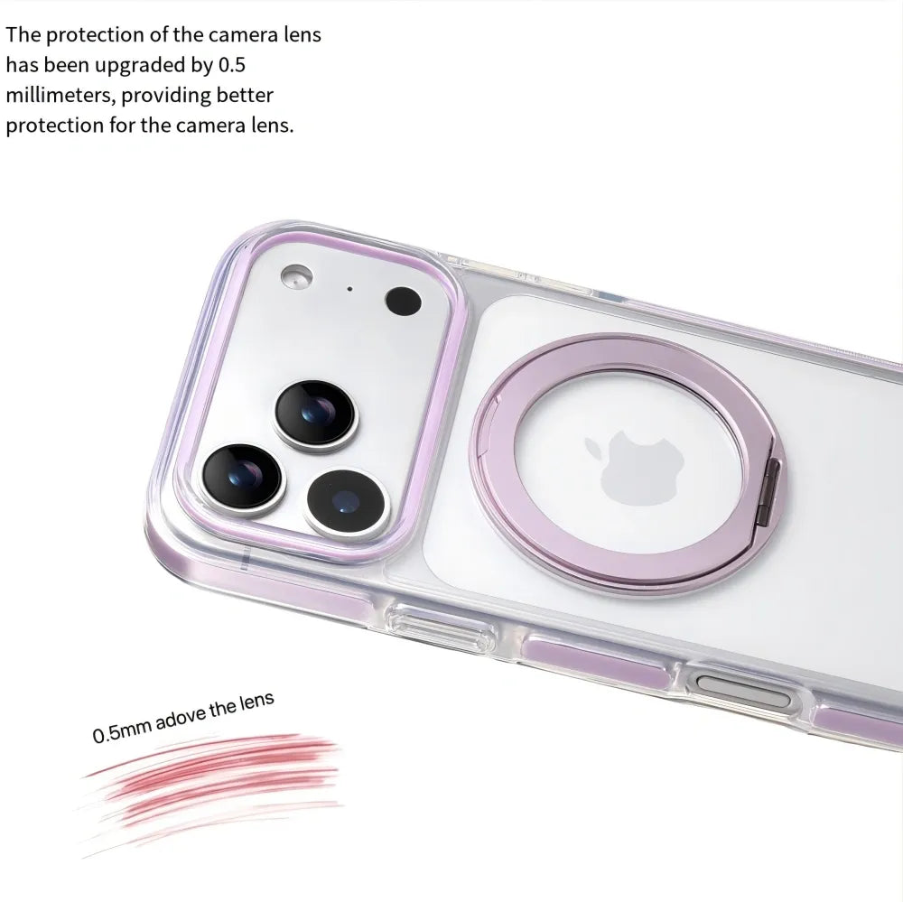 Clear MagSafe iPhone 17 Pro Case with 360 degrees Rotating Ring Stand - Purple Edition V1293-MCH5152