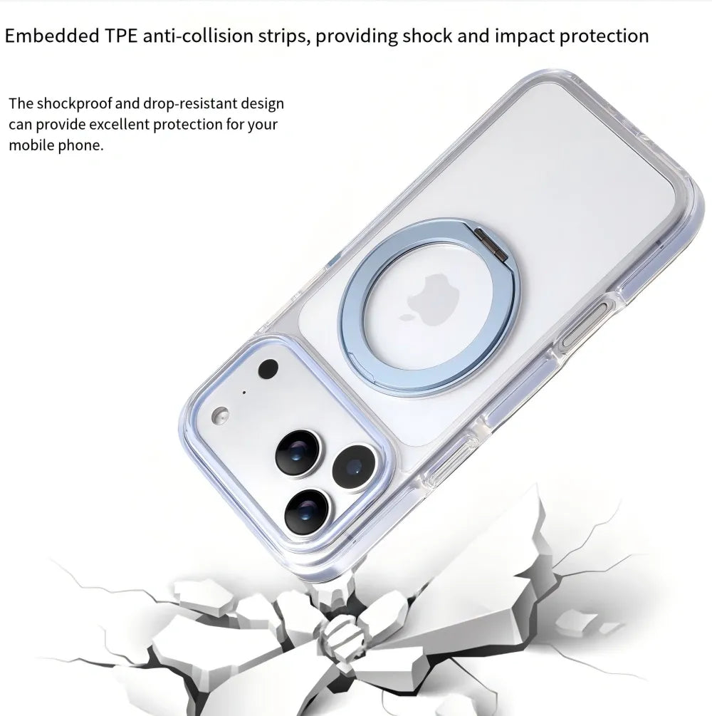Clear MagSafe iPhone 17 Pro Case with 360 degrees Rotating Ring Stand - Sky Blue Edition V1293-MCH5153