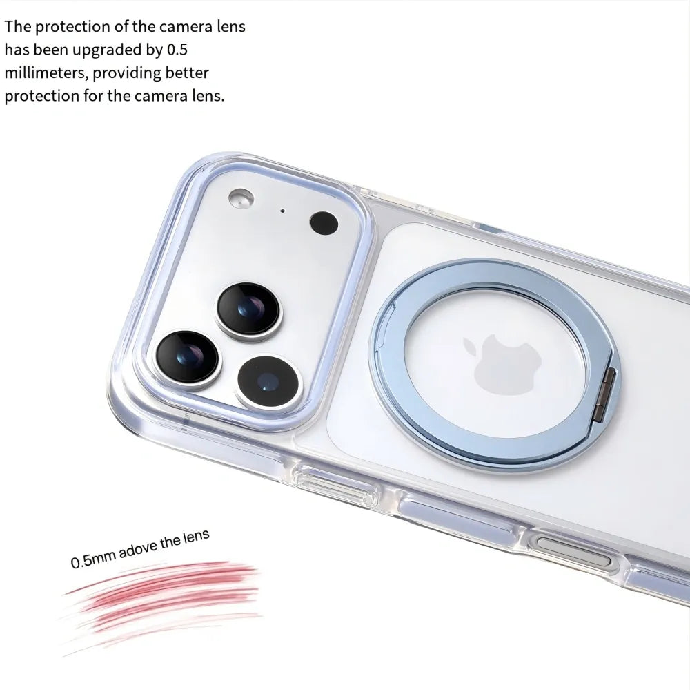 Clear MagSafe iPhone 17 Pro Case with 360 degrees Rotating Ring Stand - Sky Blue Edition V1293-MCH5153